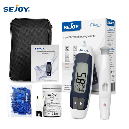 Sejoy Blutzuckermessgerät Diabetes-Testkit Diabetes-Lancetten-Maschine Glukometer mit Teststreifen Lancetten Blutzuckermessgerät So ist Leben