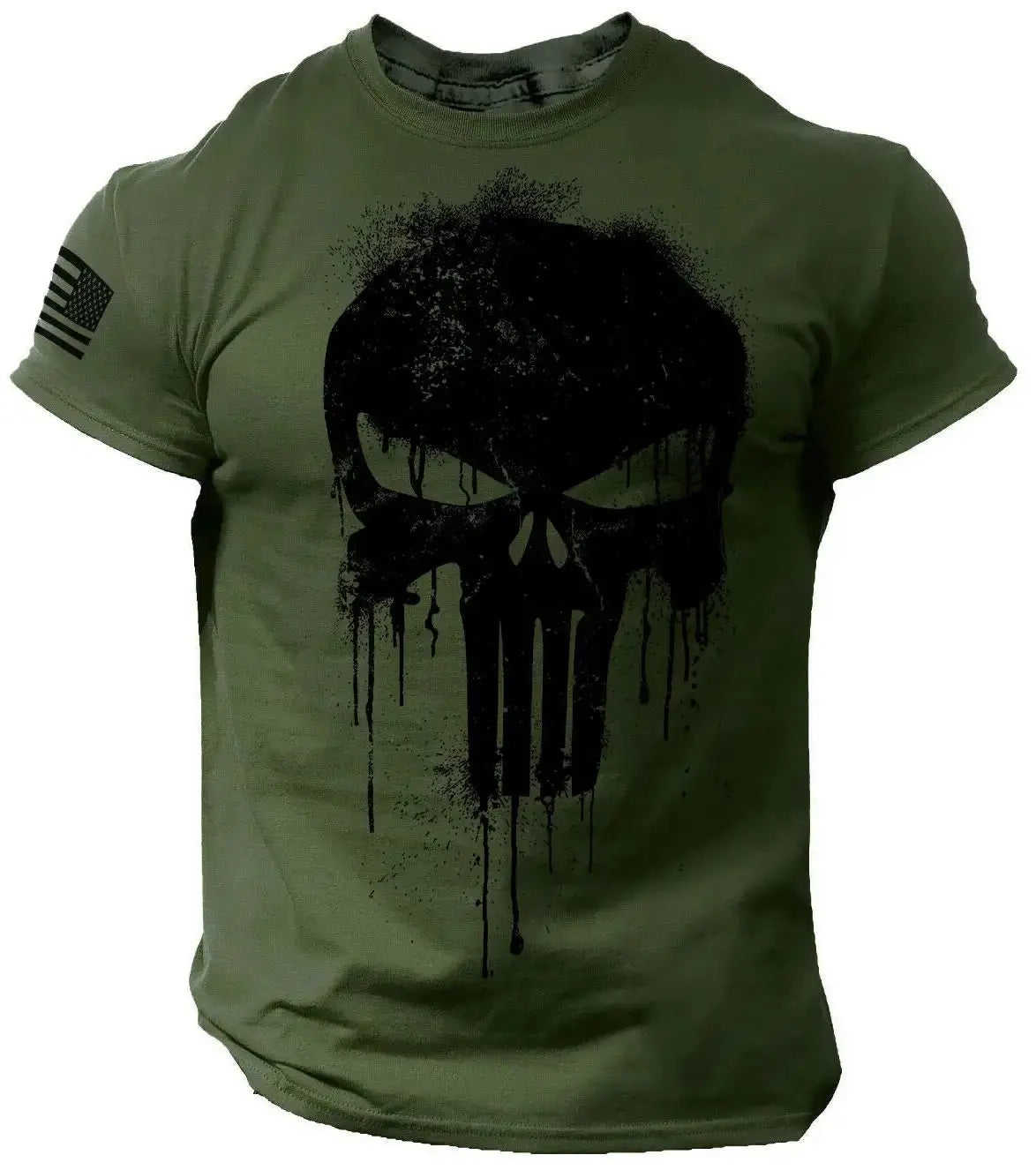 T-Shirt mit 3D-Druck im Militärstil mit patriotischem Totenkopf - So ist Leben