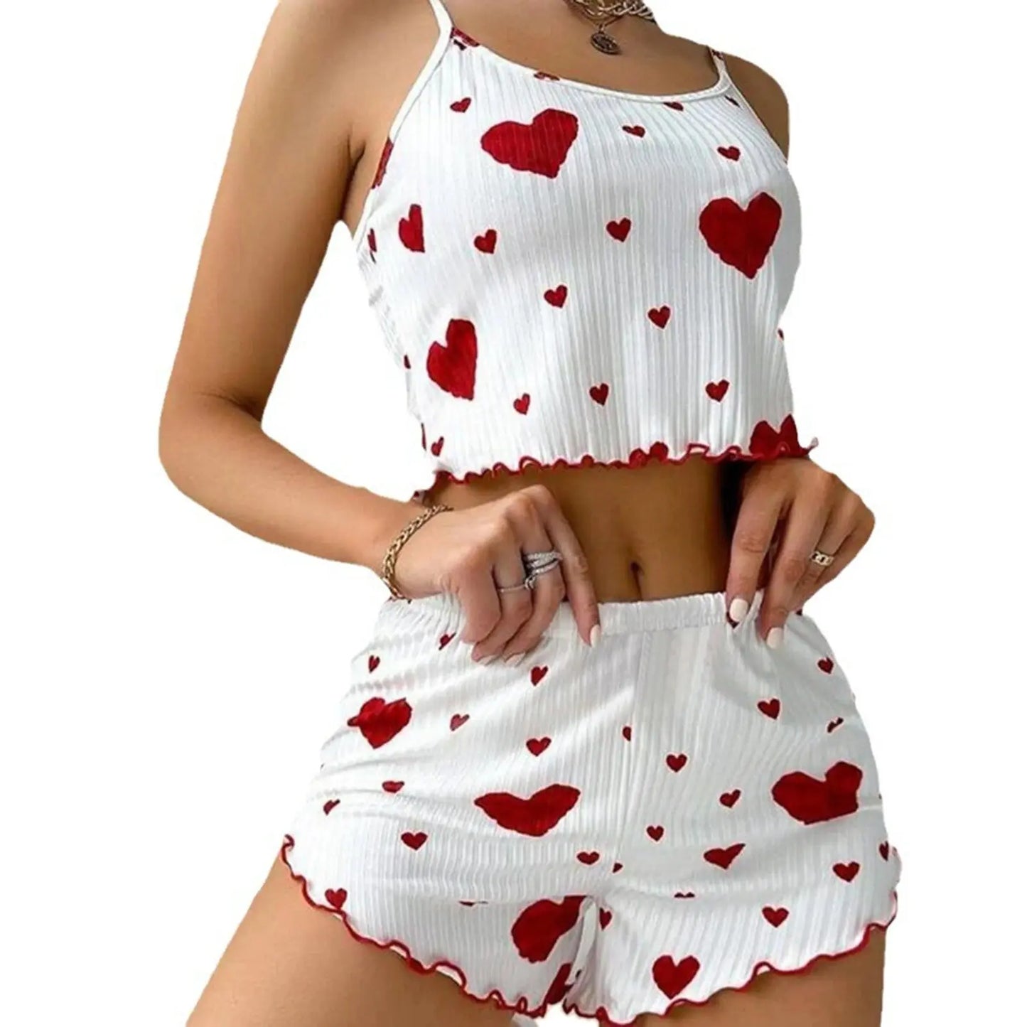 Lässige, weiche, kurze Nachtwäsche-Tanktops mit Liebesdruck - So ist Leben