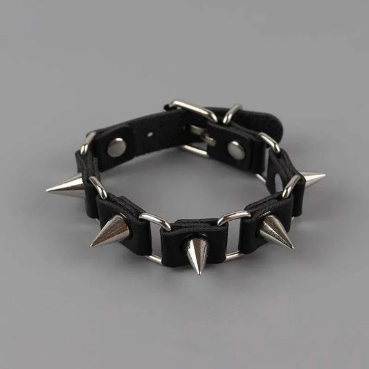 Punk Niet Leder Armbänder für Frauen Männer Hip Hop Rock Schwarz Pu Leder Hohl Einstellbare Armbänder Y2K Schmuck Zubehör So ist Leben