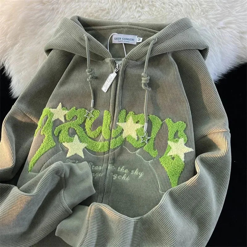 Lässiger Langarm-Sweatshirt-Hoodie mit Stickerei - So ist Leben