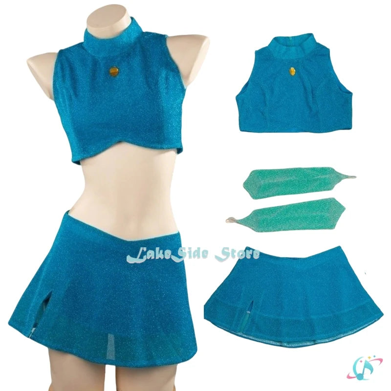 Anime Club Cartoon Prinzessin Bloom Cosplay Glänzender Rock Erwachsene Frauen Mädchen Stil Kleidung Halloween Party Dress-up Blauer Anzug So ist Leben