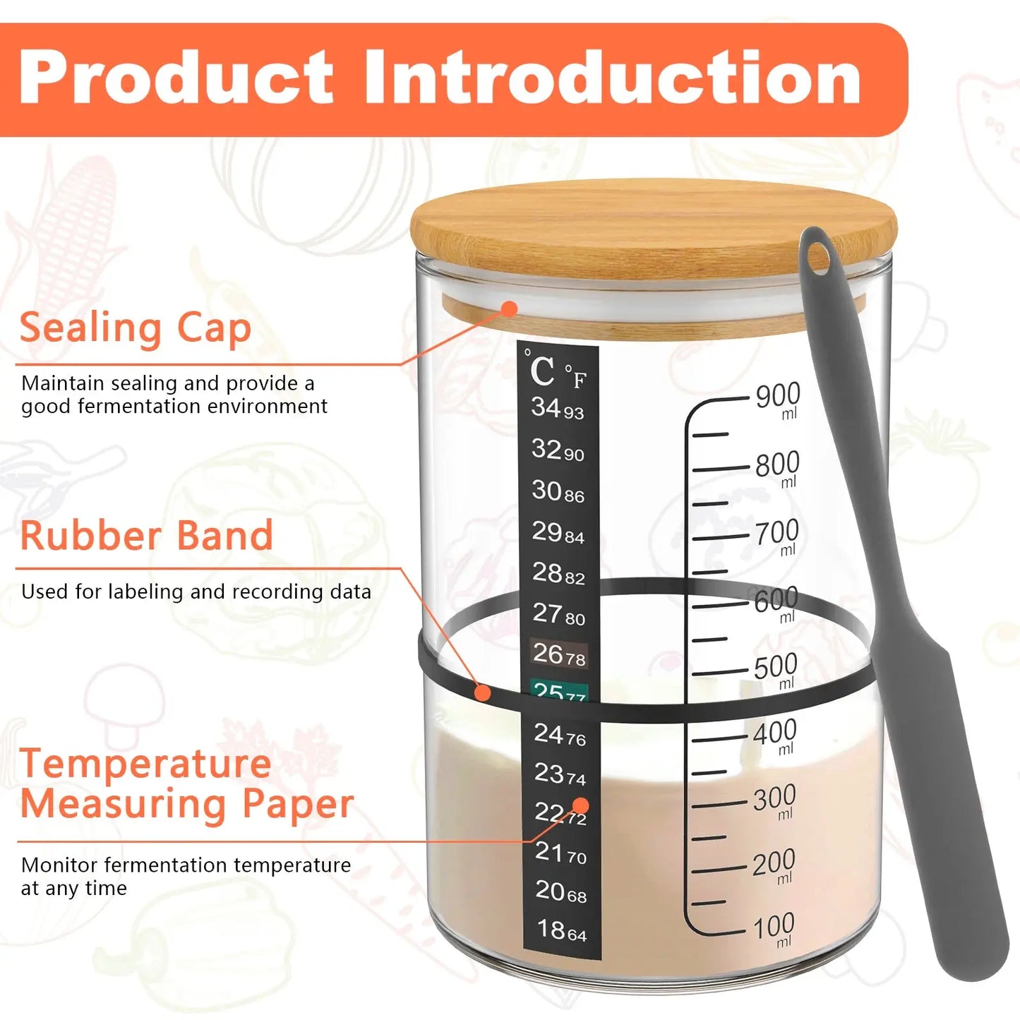 Sauerteig-Gärglas, 900 ml, Sauerteig-Starterbehälter, klares Glas, Sauerteig-Backzubehör, breite Öffnung mit Deckel - So ist Leben