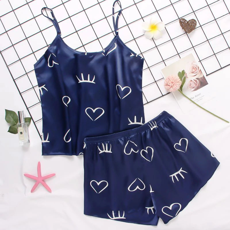 Damen Satin Seide Spitze Cami Weste Shorts Dessous Pyjamas Set Sommer Frauen Pyjamas Sets Zwei Stück Set Pijama Für Frau So ist Leben