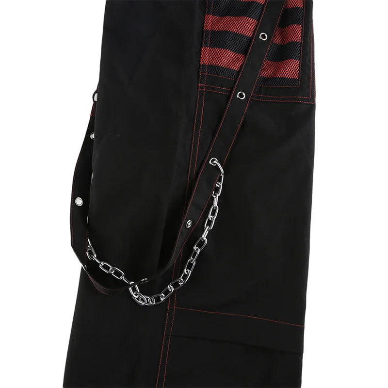 Gothic Frauen Punk Cargo Hosen Dark Academia Ästhetische Hohe Taille Baggy Hosen mit Taschen Grunge Streetwear Y2k So ist Leben