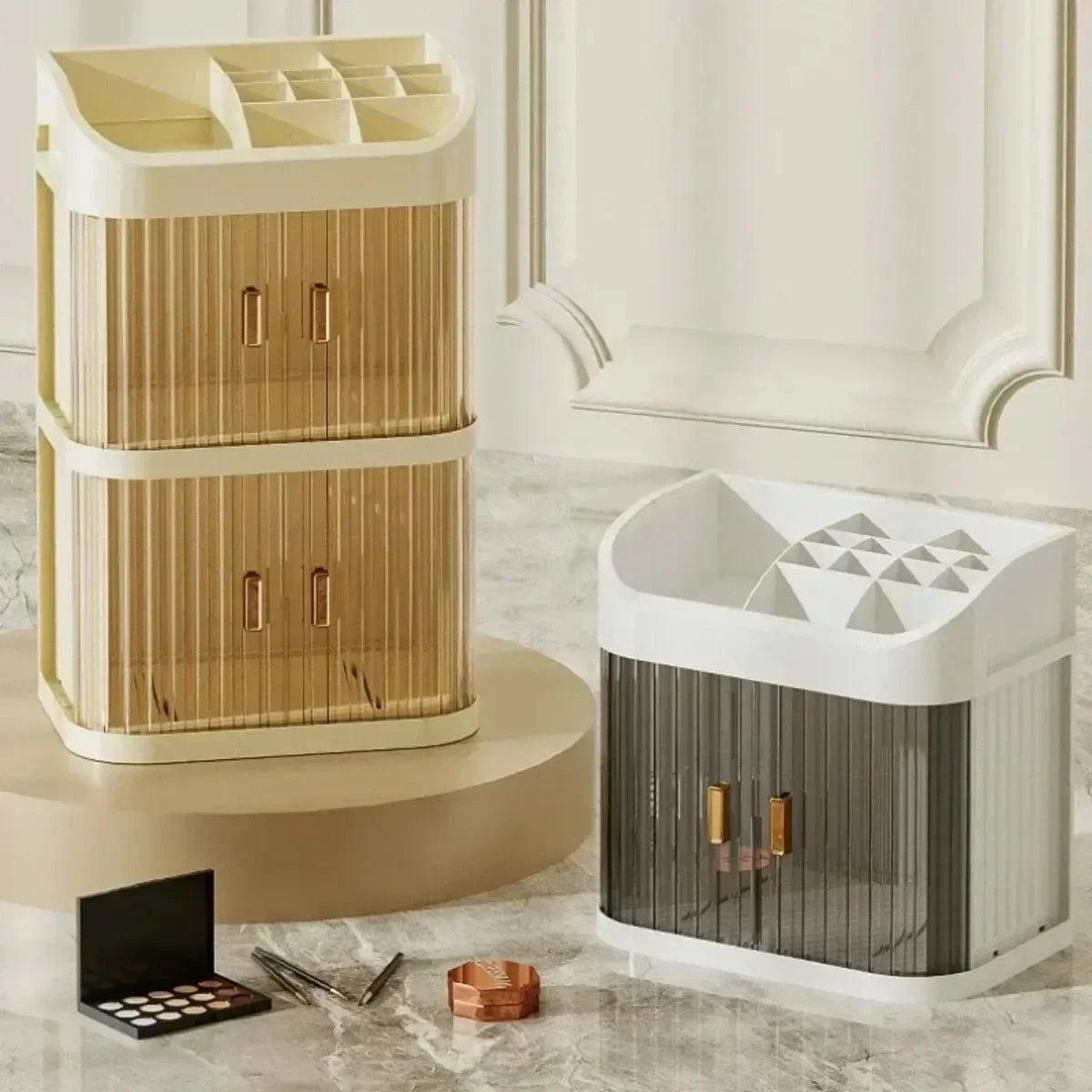 Make-up-Aufbewahrungsbox, großes Fassungsvermögen, Schminktisch, Aufbewahrungsregal, staubdicht, Kosmetik-Organizer, Kosmetikbehälter, Schubladen-Organizer So ist Leben