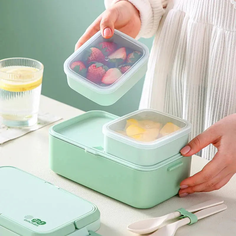 Eco-Friendly Bamboo Fiber Lunch Box Microwave Leakproof Bento Container for School/Office/Picnic Portable Food Storage Container - So ist Leben