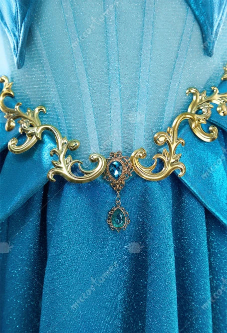 MOBBUNNY Damen Bloom Derivative Sexy Dessous-Kleid, tief ausgeschnitten, unregelmäßiges blaues Kleid mit Ärmeln, Halsband, Cosplay-Kostüm So ist Leben