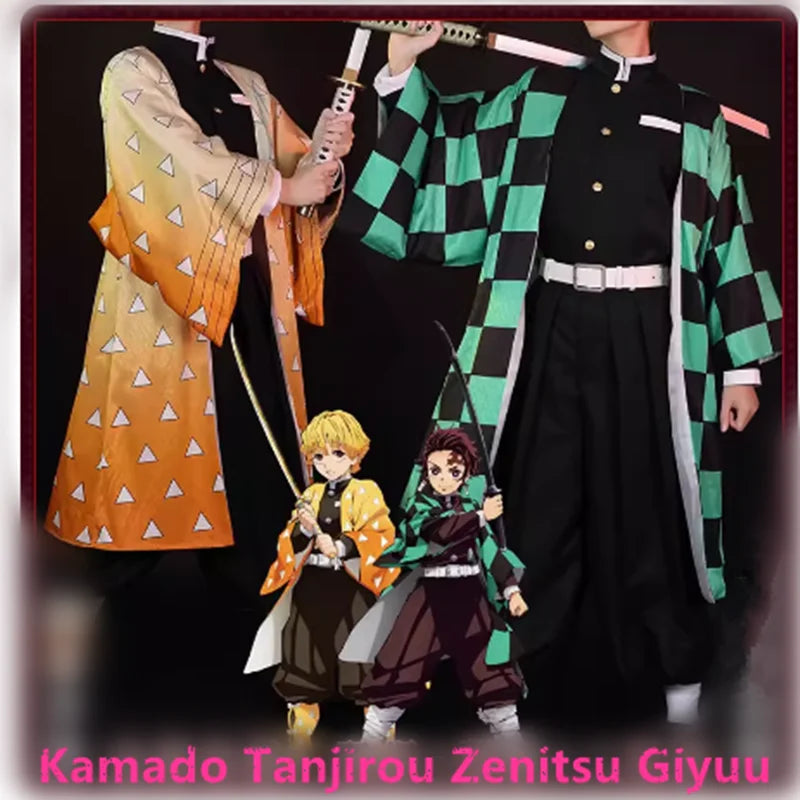 Dämonentöter Kamado Tanjirou Zenitsu Giyuu Cosplay Kostüm Anime Set für Kinder Mann Halloween Dress UpHalloween Frauen Kinder So ist Leben