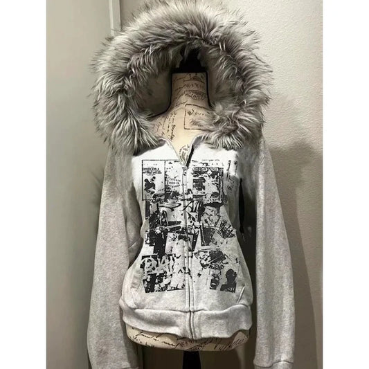 Vintage Sweatshirts 2025, Damenbekleidung, weißer Druck, Tunika mit Kapuze, Y2k-Mantel, Streetwear, Mode, lässige Hoodies, Tops, Ropa Mujer So ist Leben