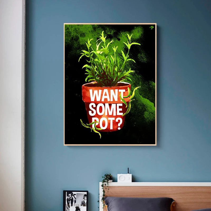 Neon Design Unkraut Poster Grünpflanzen Leinwand Malerei - So ist Leben