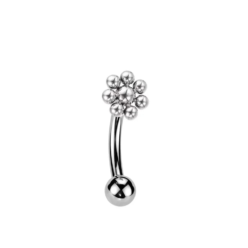 Großhandel ASTM F136 Titan Blumen Rook Piercing Sterne Augenbraue Intarsien CZ 16G Innengewinde Banane Gebogene Lippe Nabel Piercing So ist Leben
