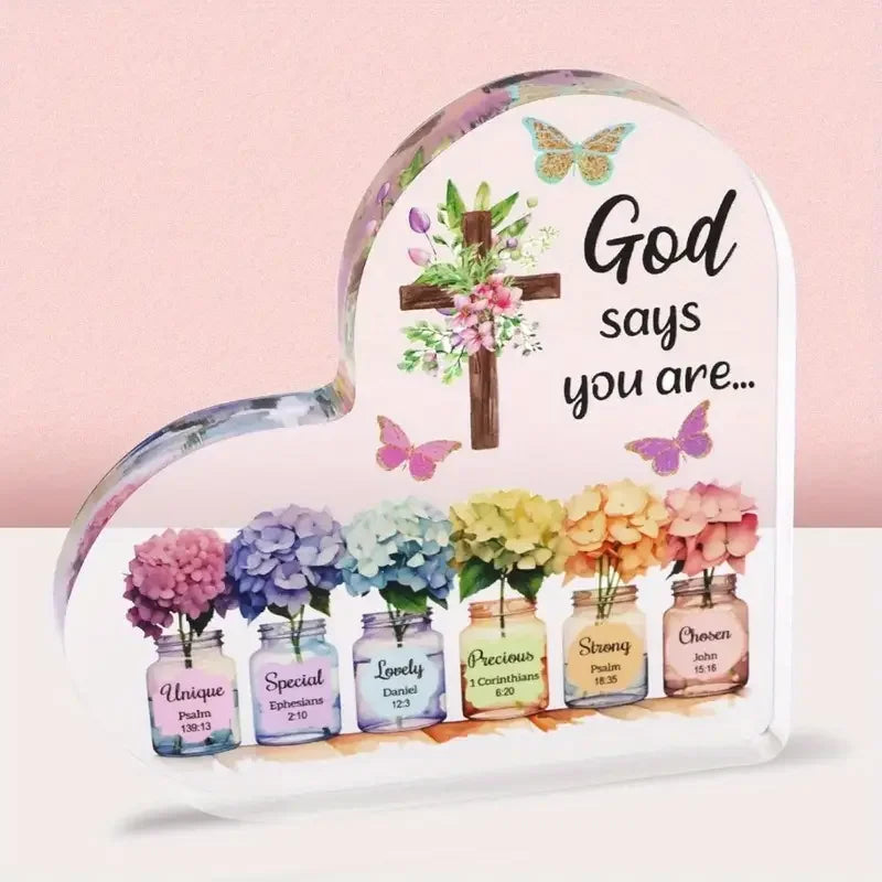 Herz-Schmetterlings- und Blumendesign – „Gott sagt, du bist“ - So ist Leben