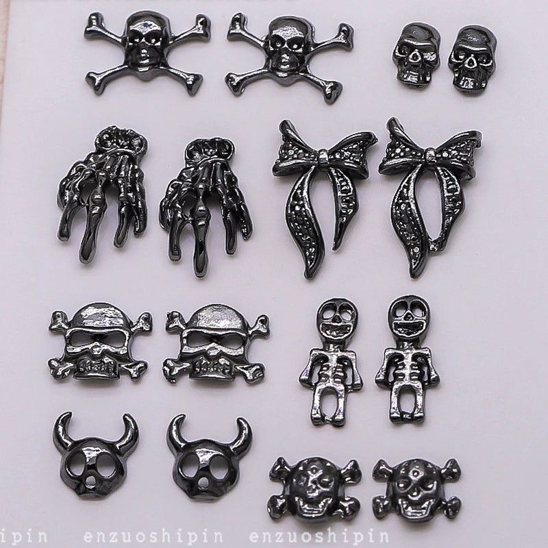 40PCS Dark Alloy Nail art Charms Schädel Bogen Skelett Palm Sinister Zubehör Für Halloween Nägel Dekoration Maniküre Liefert So ist Leben