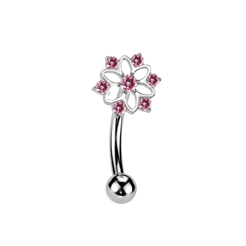 Großhandel ASTM F136 Titan Blumen Rook Piercing Sterne Augenbraue Intarsien CZ 16G Innengewinde Banane Gebogene Lippe Nabel Piercing So ist Leben