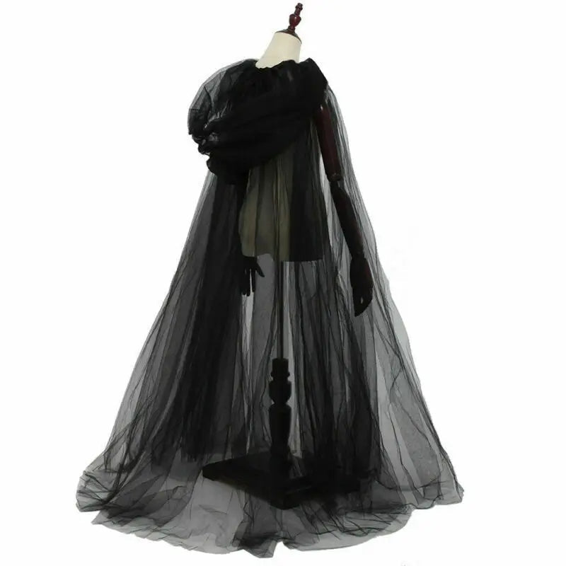 Schwarzer Brautschal Hexe Vampir Cosplay Umhang Halloween Doppelumhang Spiel Party Kostüm Requisiten Urlaub Dress Up So ist Leben