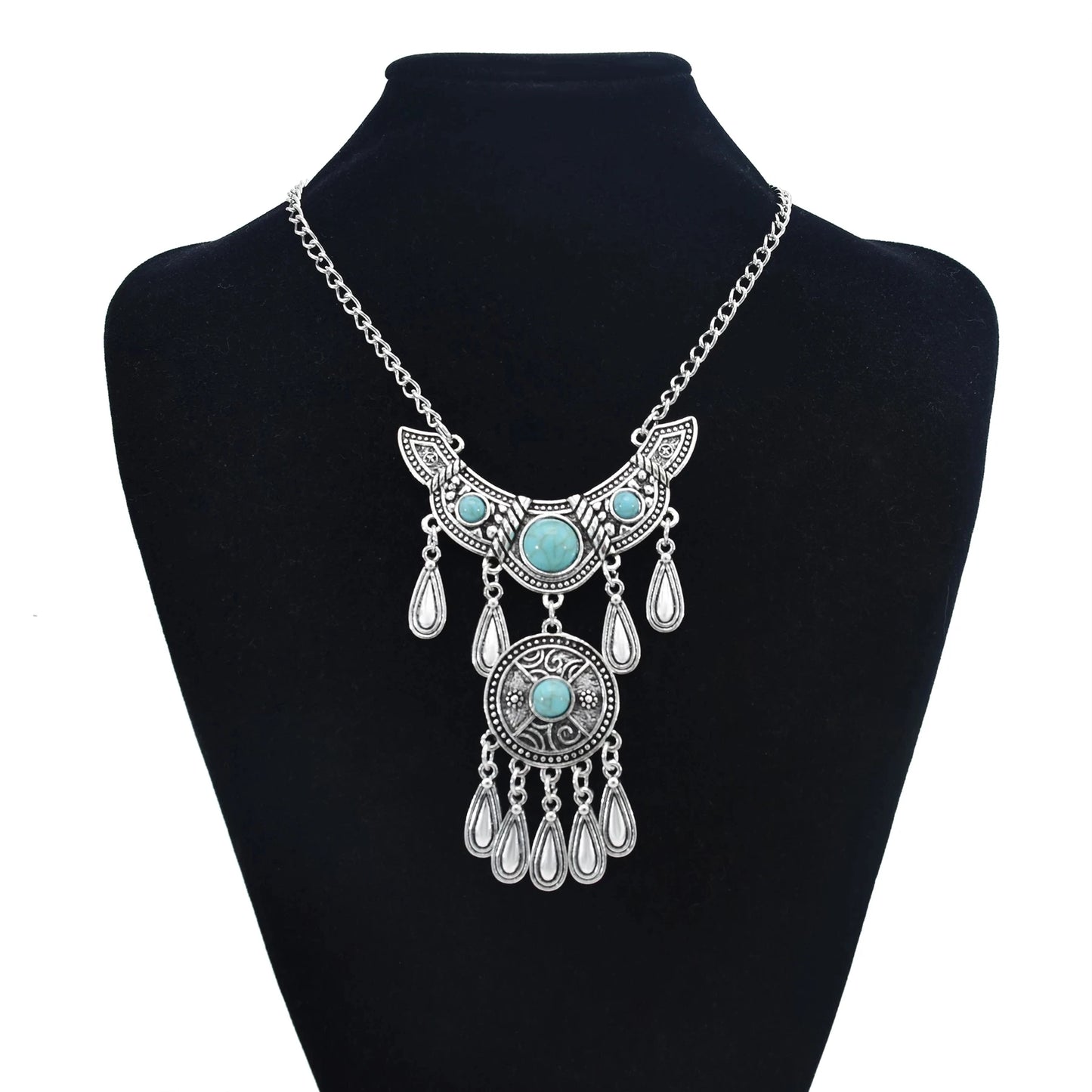 Türkei Bohemian Schwarz Blau Stein Ethnische Münze Quaste Halskette Türkische Gypsy Boho Strand Halsband Lätzchen Indien Halskette für Frauen Party So ist Leben