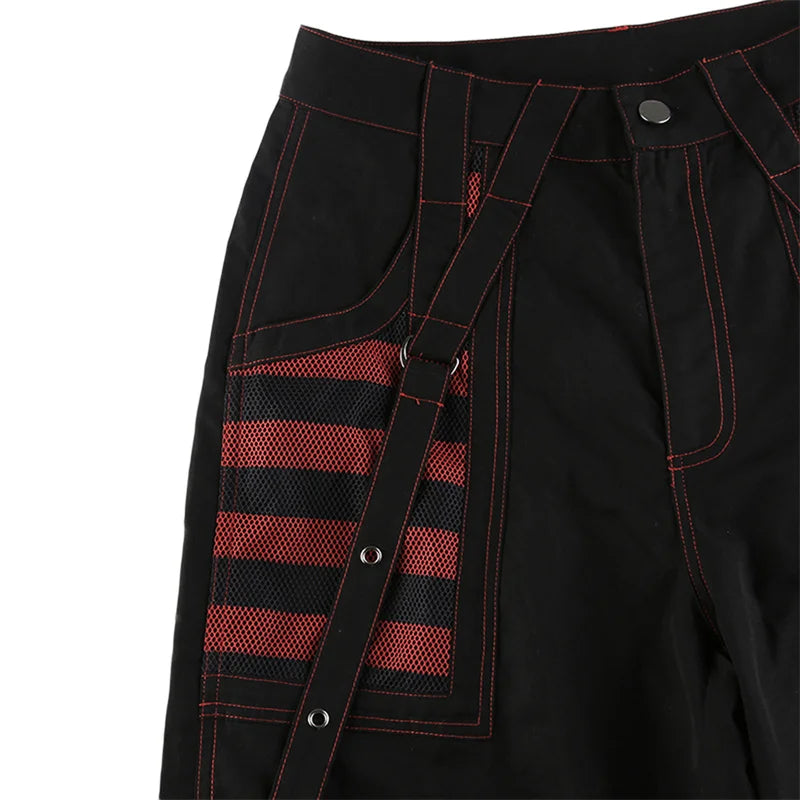 Gothic Frauen Punk Cargo Hosen Dark Academia Ästhetische Hohe Taille Baggy Hosen mit Taschen Grunge Streetwear Y2k So ist Leben