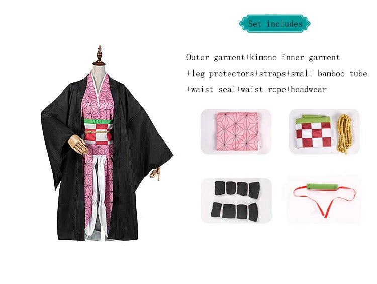 Dämonentöter Kamado Tanjirou Zenitsu Giyuu Cosplay Kostüm Anime Set für Kinder Mann Halloween Dress UpHalloween Frauen Kinder So ist Leben