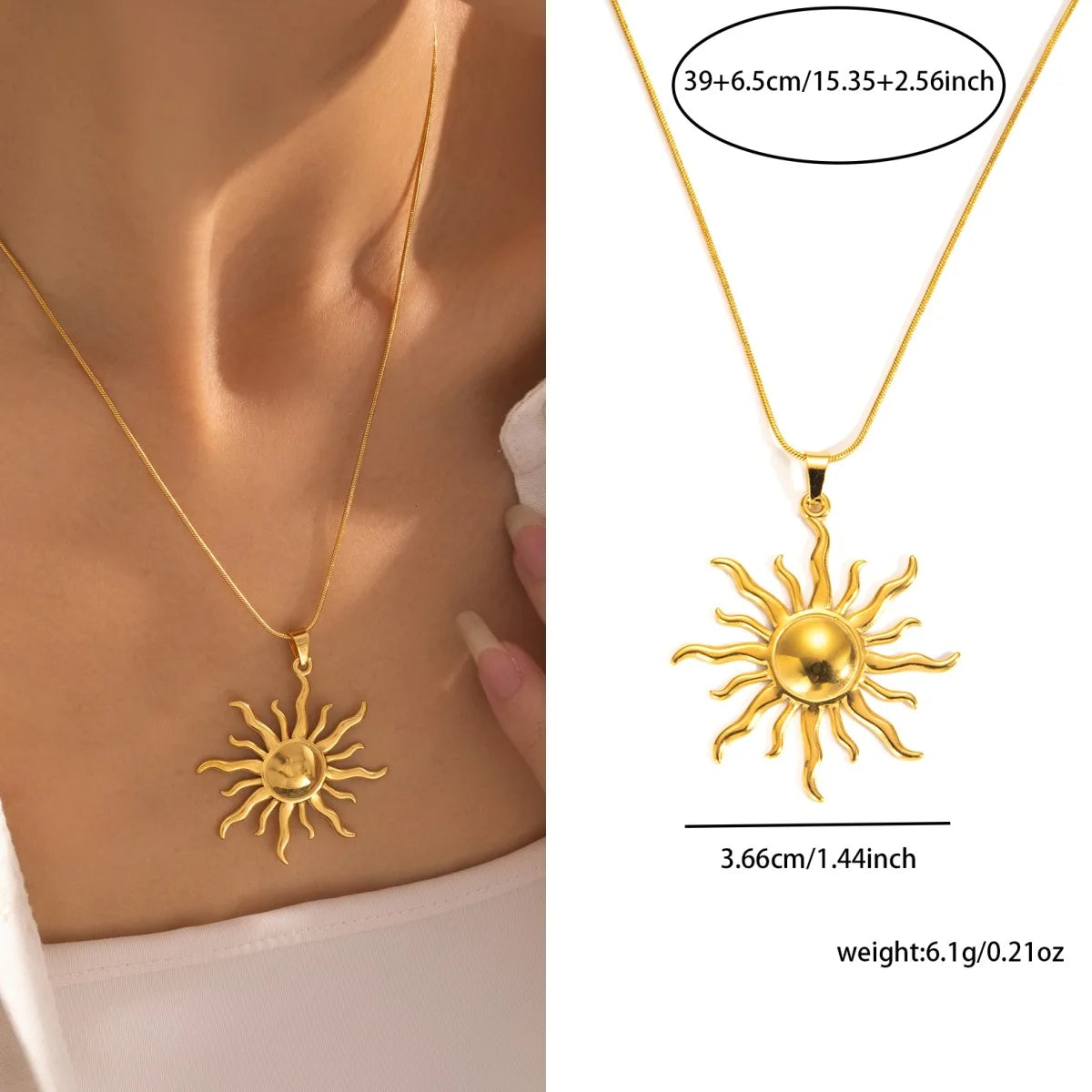 Yupsk Klassische Edelstahl-Sonnen-Anhänger-Halskette für Damen, modischer Metall-Party-Schmuck, Accessoire, Geschenk So ist Leben