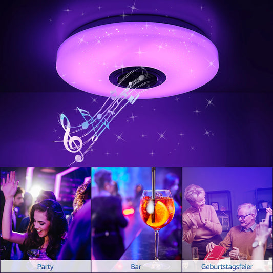 60W LED-Deckenleuchte mit Bluetooth-Lautsprecher, RGB-Farbwechsellampe 50cm, dimmbar, APP-Steuerung, für Schlafzimmer, Wohnzimmer, Bar So ist Leben