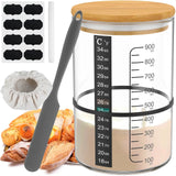 Sauerteig-Gärglas, 900 ml, Sauerteig-Starterbehälter, klares Glas, Sauerteig-Backzubehör, breite Öffnung mit Deckel - So ist Leben