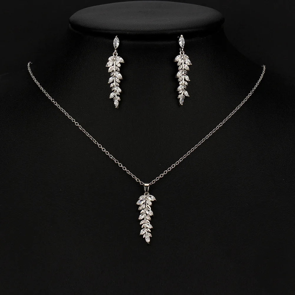 Zwei Größe Neue Design Luxus AAA Zirkon Olivenzweig Ohrringe und Anhänger Schmuck Sets Für Mode Frauen Hochzeit Schmuck Set AS128 So ist Leben