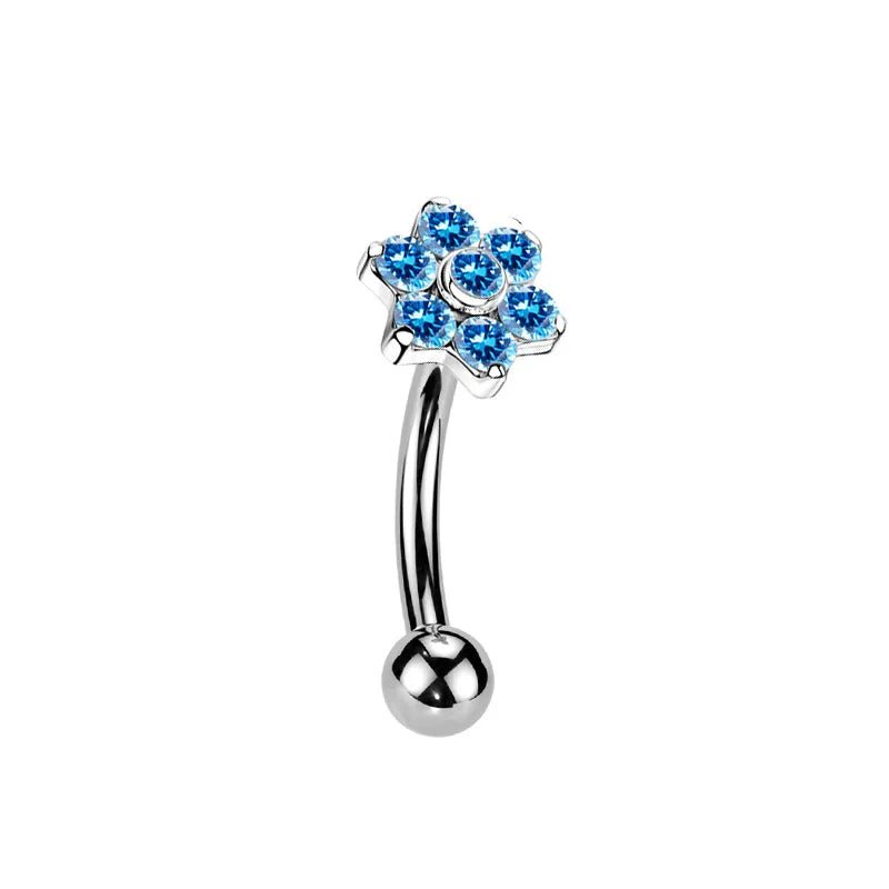 Großhandel ASTM F136 Titan Blumen Rook Piercing Sterne Augenbraue Intarsien CZ 16G Innengewinde Banane Gebogene Lippe Nabel Piercing So ist Leben