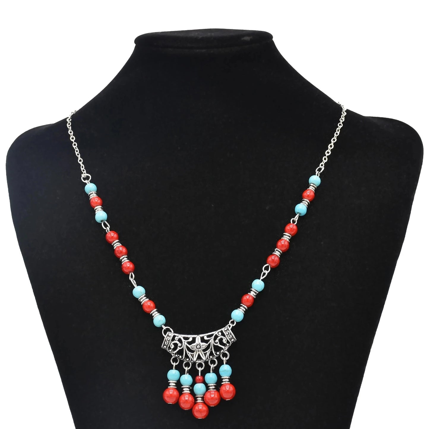 Türkei Bohemian Schwarz Blau Stein Ethnische Münze Quaste Halskette Türkische Gypsy Boho Strand Halsband Lätzchen Indien Halskette für Frauen Party So ist Leben