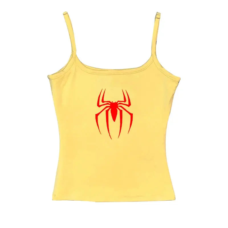 Y2k Tank Tops Sexy Frauen Sommer Camis Punk Y2K Harajuku Ärmellose Spinne Gedruckt Strumpfhosen Weste Femme Streetwear Grafik EMO Mädchen - So ist Leben