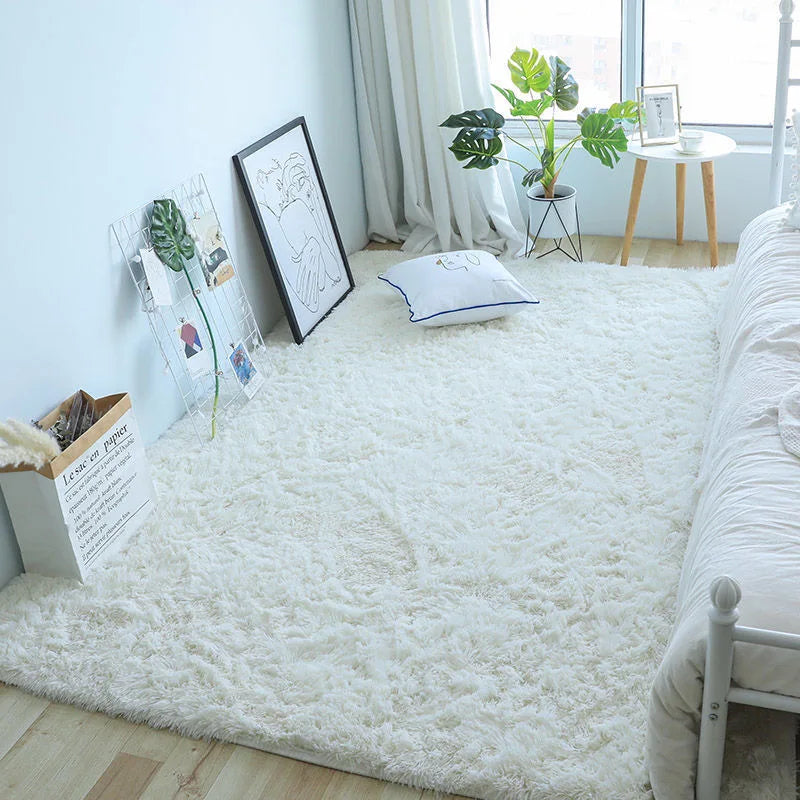 Weißer flauschiger Flurteppich Modernes Wohnzimmer - So ist Leben