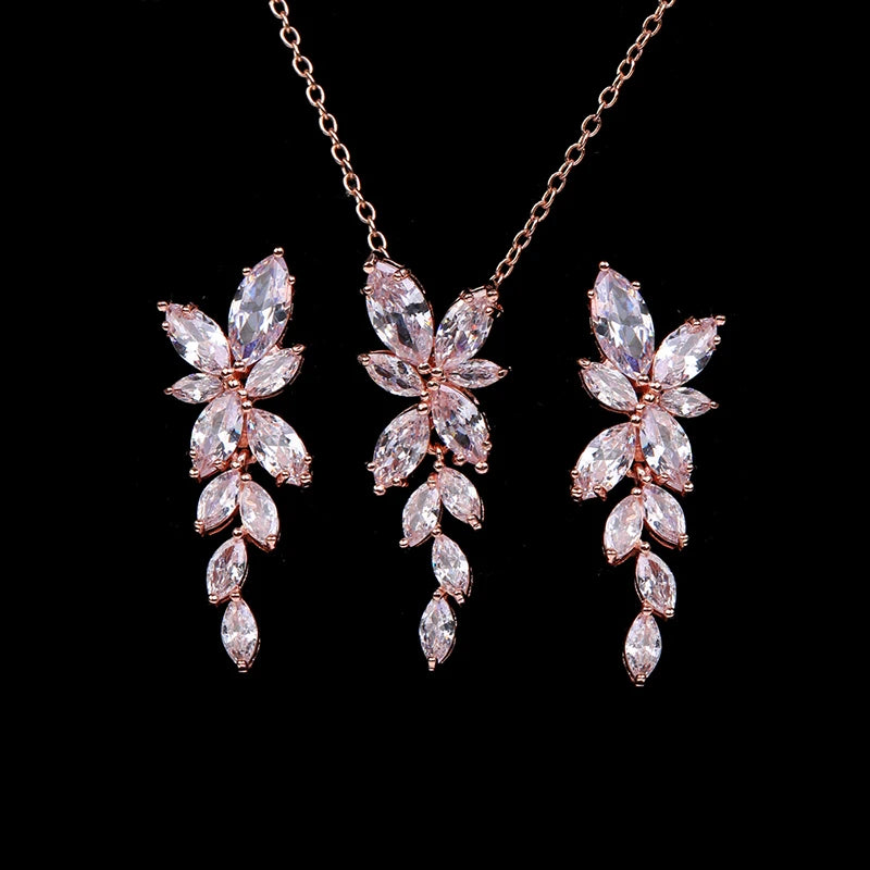 Zwei Größe Neue Design Luxus AAA Zirkon Olivenzweig Ohrringe und Anhänger Schmuck Sets Für Mode Frauen Hochzeit Schmuck Set AS128 So ist Leben