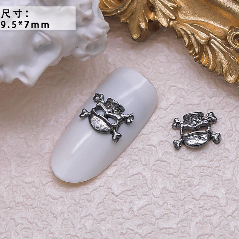 40PCS Dark Alloy Nail art Charms Schädel Bogen Skelett Palm Sinister Zubehör Für Halloween Nägel Dekoration Maniküre Liefert So ist Leben