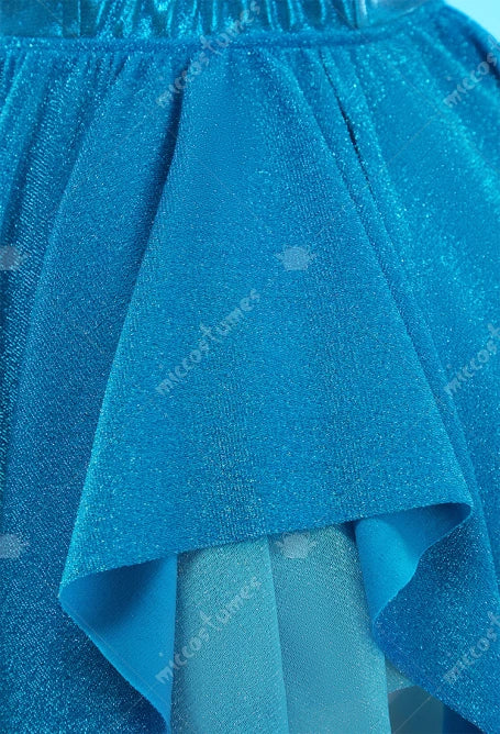 MOBBUNNY Damen Bloom Derivative Sexy Dessous-Kleid, tief ausgeschnitten, unregelmäßiges blaues Kleid mit Ärmeln, Halsband, Cosplay-Kostüm So ist Leben
