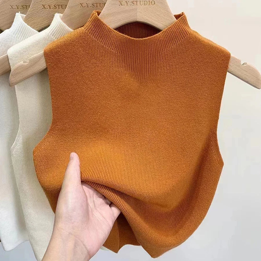 Frauen gestrickt Tank Top Sommer Herbst schlanken Pullover kurze ärmellose solide Frühling Herbst Pullover Pullover 2024 ärmellose Weste So ist Leben