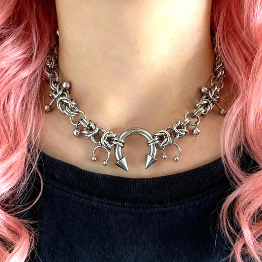 Punk Mode Edelstahl Niet Hufeisen Ring DIY Anhänger Halskette für Frauen Coole Mode Goth Schmuck Grunge Halsband So ist Leben