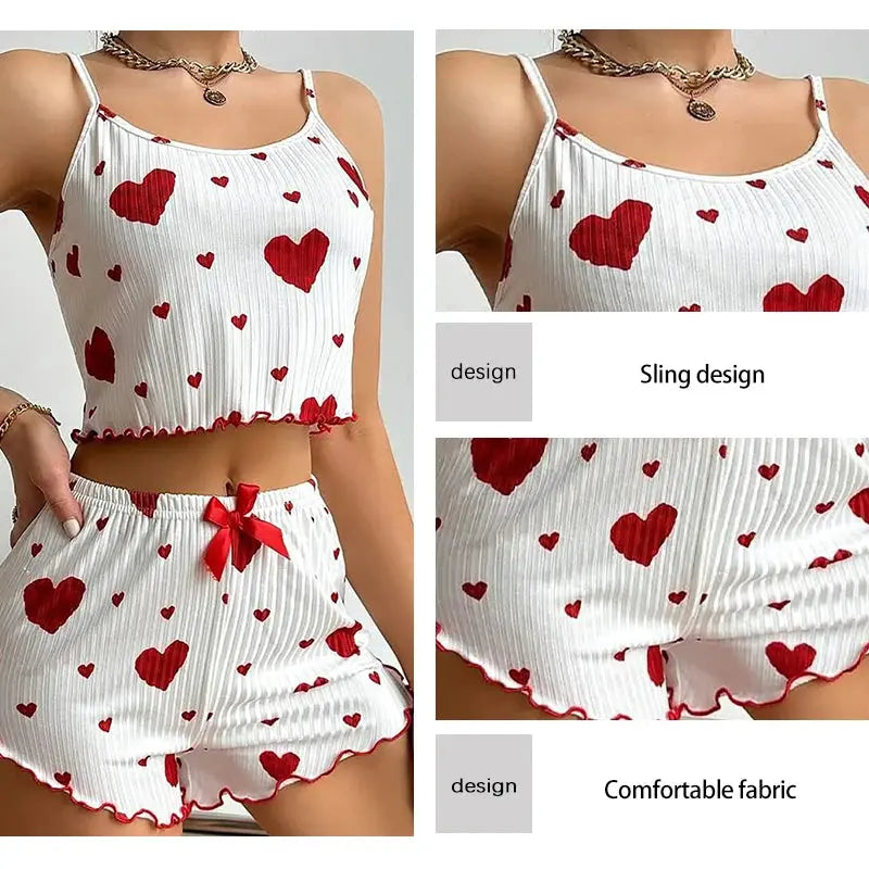 Lässige, weiche, kurze Nachtwäsche-Tanktops mit Liebesdruck - So ist Leben