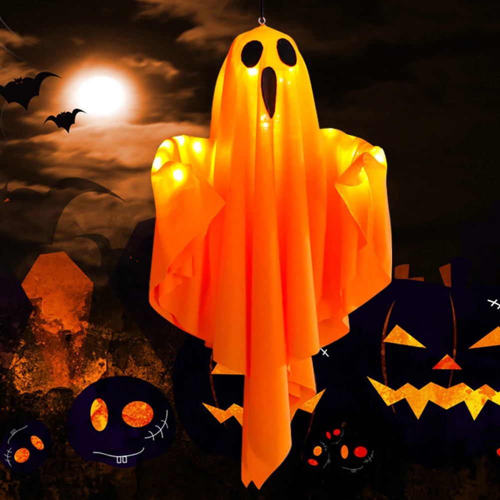 Halloween glühenden weißen Geist führte hängende Geister Horror Requisiten mit Lichterkette Indoor Outdoor Spukhaus Halloween Dekoration So ist Leben