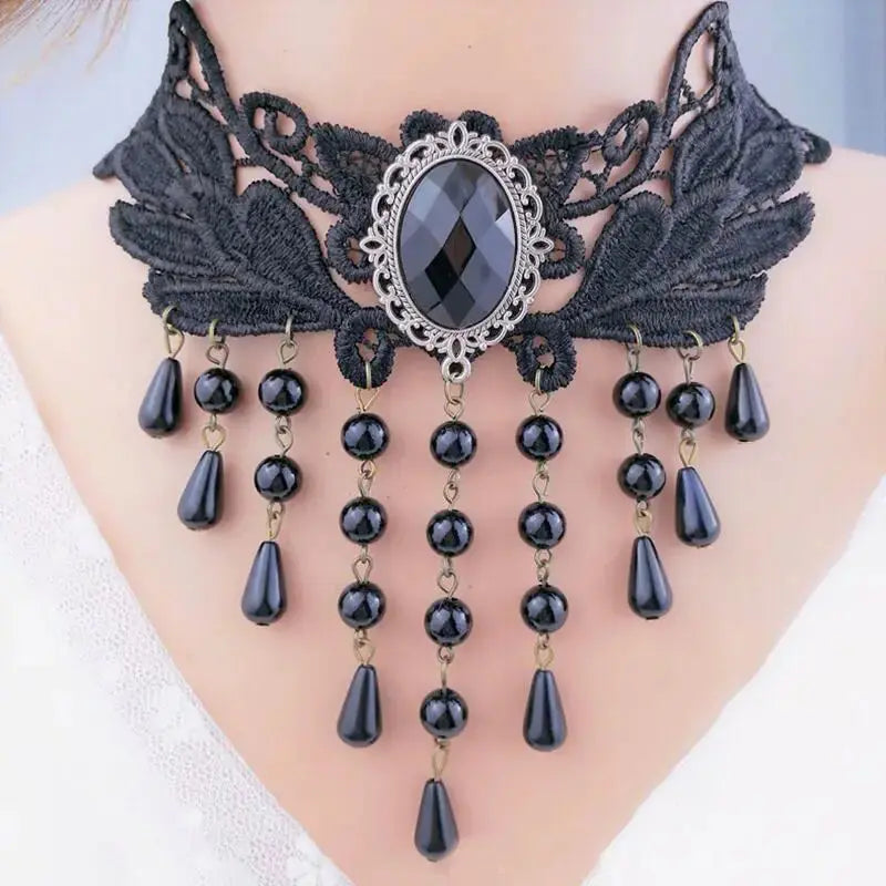 Anhänger weiße Spitzenkragen-Halskette für Frauen und Mädchen, dunkler Loli-Stil, Halloween-Schmuck - So ist Leben