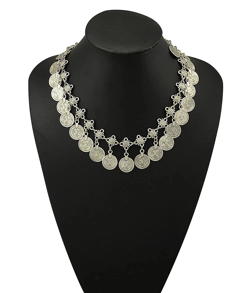 Türkei Bohemian Schwarz Blau Stein Ethnische Münze Quaste Halskette Türkische Gypsy Boho Strand Halsband Lätzchen Indien Halskette für Frauen Party So ist Leben