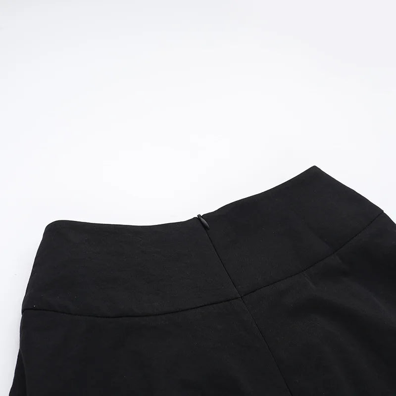 Goth Dark Acubi Mode Schwarz Swing A-linie Rock Punk Grunge Metall Schnalle Streetwear Frauen Bandage Röcke Mall Gothic Alt Tuch So ist Leben