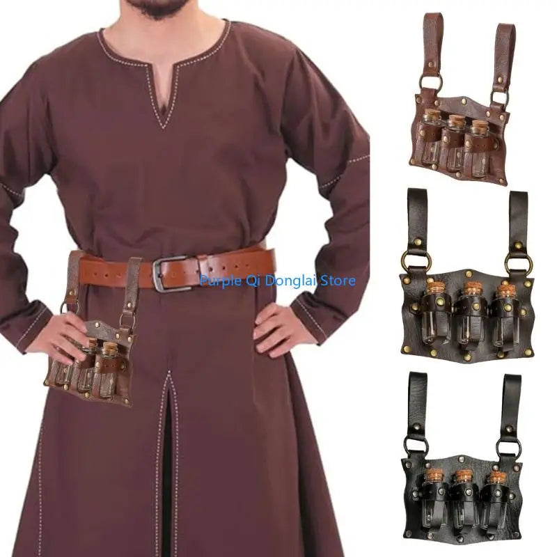 L21E Alchemist Belt Steampunk Kostüm PU Ledertrankträger Magics Flügelhalte So ist Leben