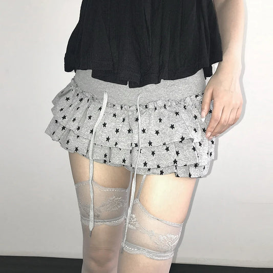 Genayooa Y2k Japanischen Rock Frauen Dot Mini A-linie Plissee Röcke Streetwear Koreanischen Stil Unregelmäßige Röcke E-mädchen Kurzen rock So ist Leben