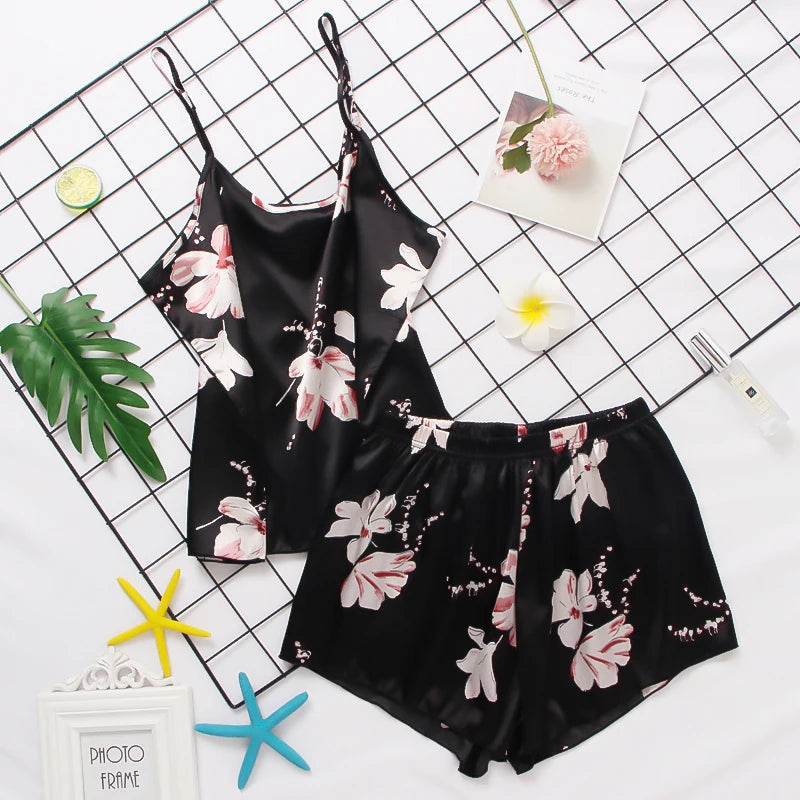 Damen Satin Seide Spitze Cami Weste Shorts Dessous Pyjamas Set Sommer Frauen Pyjamas Sets Zwei Stück Set Pijama Für Frau So ist Leben