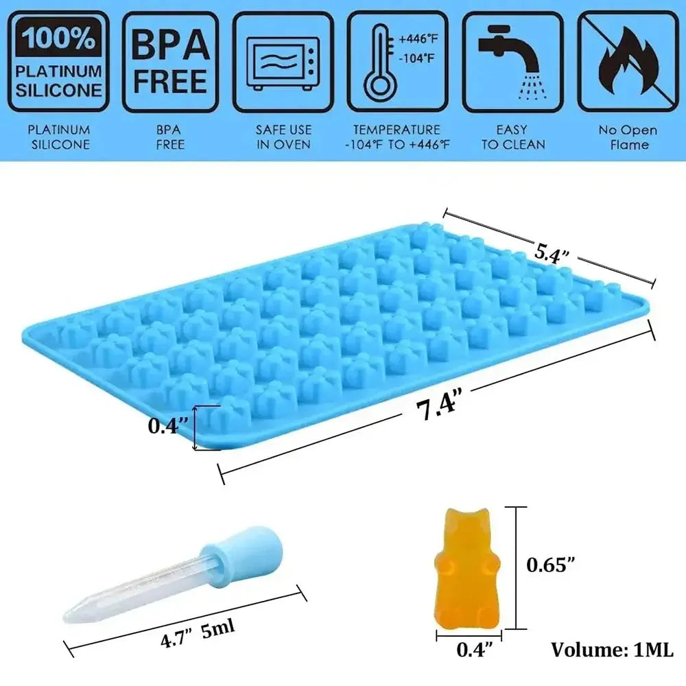50 Gitter Gummibärchen Silikon form niedlichen Bären gelee Formen Süßigkeiten Schokolade Fondant Tabletts mit Tropfer DIY Back dekoration Werkzeuge - So ist Leben