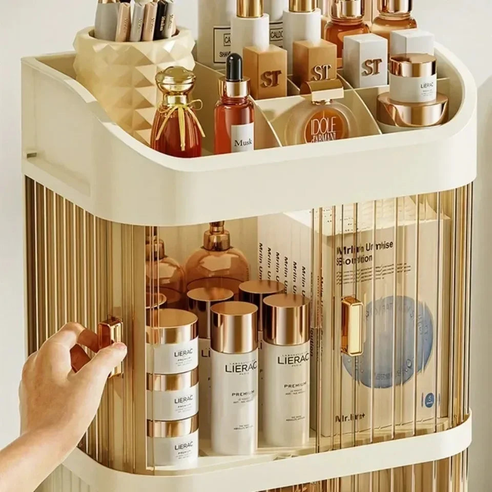 Make-up-Aufbewahrungsbox, großes Fassungsvermögen, Schminktisch, Aufbewahrungsregal, staubdicht, Kosmetik-Organizer, Kosmetikbehälter, Schubladen-Organizer So ist Leben
