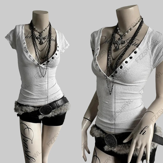 Y2K Crop Top, moderne Form, klare Struktur, Streetwear‑Design