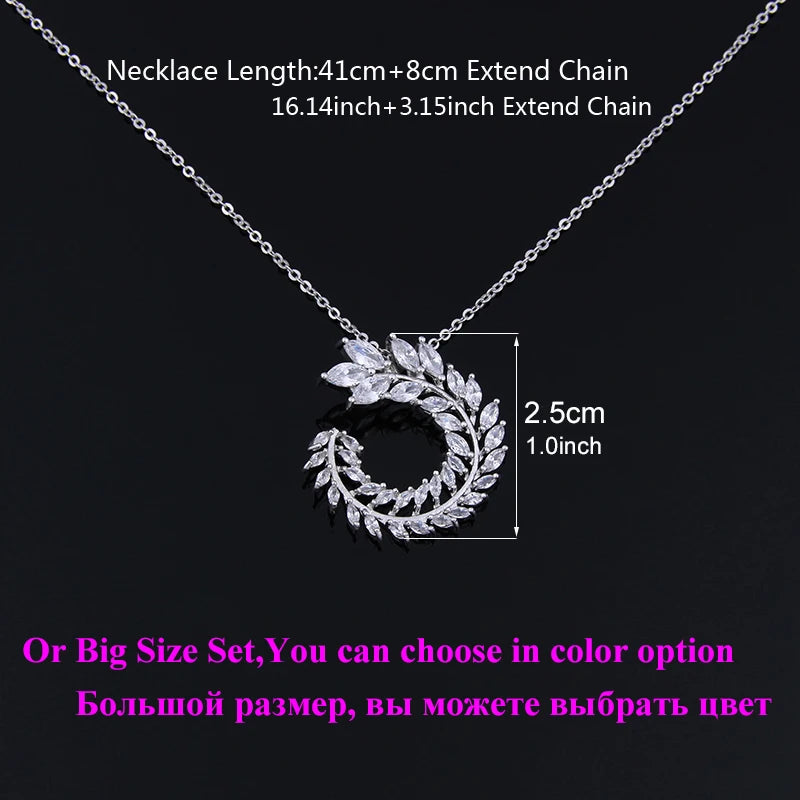Zwei Größe Neue Design Luxus AAA Zirkon Olivenzweig Ohrringe und Anhänger Schmuck Sets Für Mode Frauen Hochzeit Schmuck Set AS128 So ist Leben