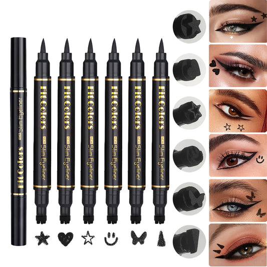 Fit Colors Double-Ended Star Stamp Eyeliner-Set, wasserdicht und schweißfest, Love Plum verzierte Augenecken und Enden So ist Leben