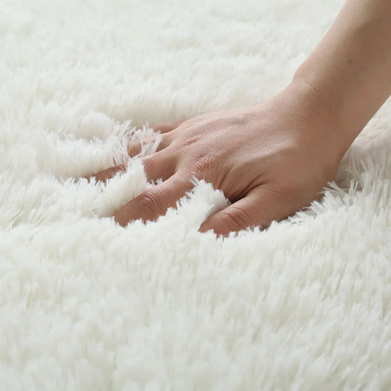 Weißer flauschiger Flurteppich Modernes Wohnzimmer - So ist Leben